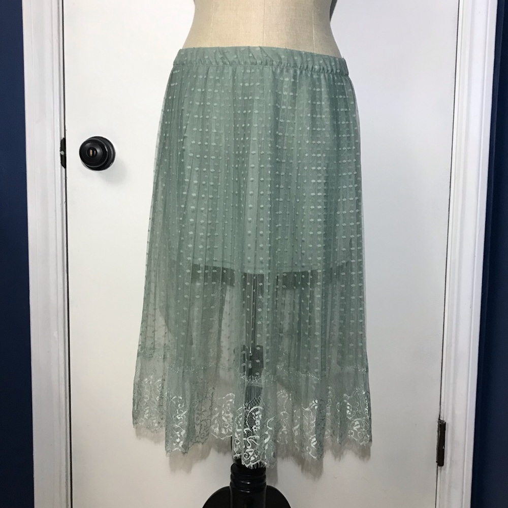 Mint Lace Sheer Skirt LG